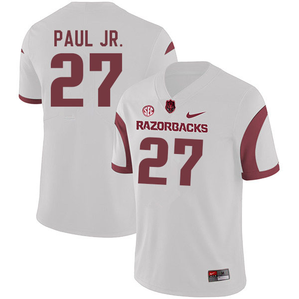 Men #27 Chris Paul Jr. Arkansas Razorbacks College Football Jerseys Sale-White - Click Image to Close